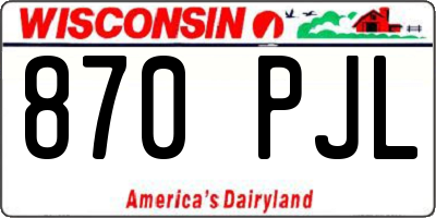 WI license plate 870PJL