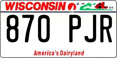 WI license plate 870PJR
