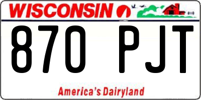 WI license plate 870PJT