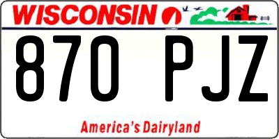 WI license plate 870PJZ
