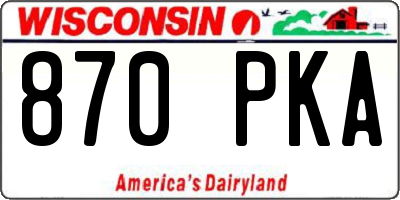 WI license plate 870PKA