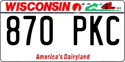 WI license plate 870PKC