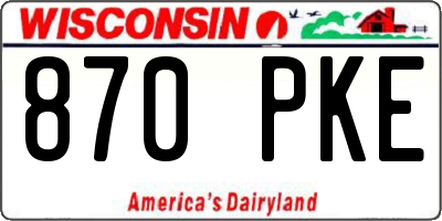 WI license plate 870PKE