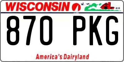 WI license plate 870PKG