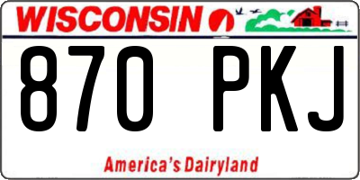WI license plate 870PKJ