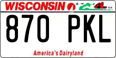 WI license plate 870PKL