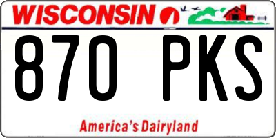 WI license plate 870PKS