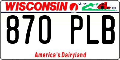 WI license plate 870PLB