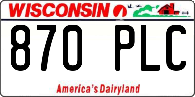 WI license plate 870PLC