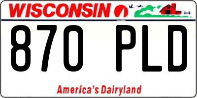 WI license plate 870PLD