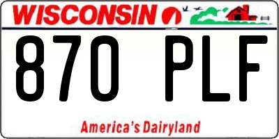 WI license plate 870PLF
