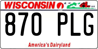 WI license plate 870PLG