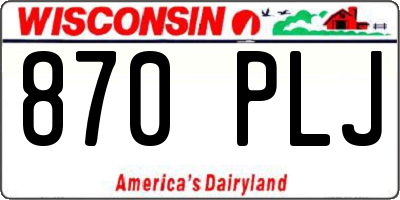 WI license plate 870PLJ