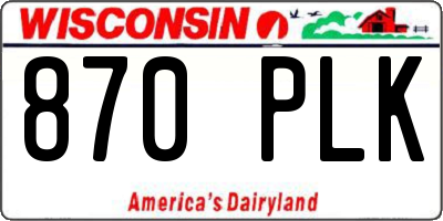 WI license plate 870PLK