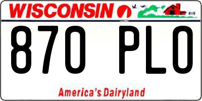 WI license plate 870PLO