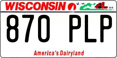 WI license plate 870PLP