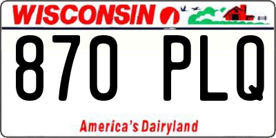 WI license plate 870PLQ