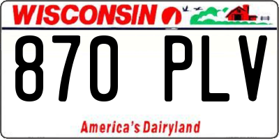 WI license plate 870PLV