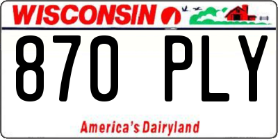 WI license plate 870PLY