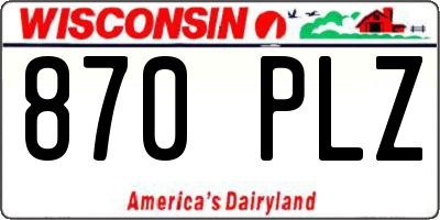 WI license plate 870PLZ