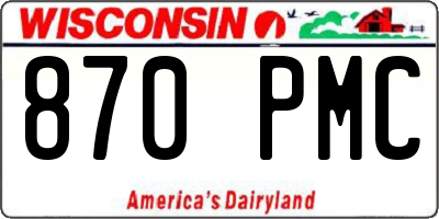 WI license plate 870PMC
