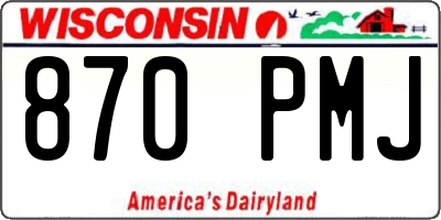 WI license plate 870PMJ