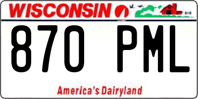 WI license plate 870PML