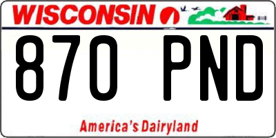 WI license plate 870PND