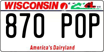 WI license plate 870POP