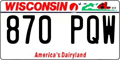 WI license plate 870PQW