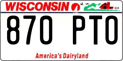 WI license plate 870PTO