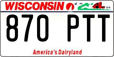 WI license plate 870PTT