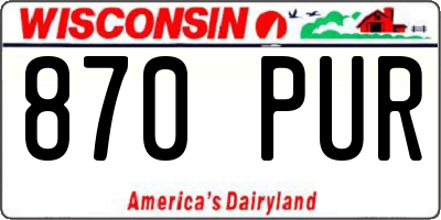 WI license plate 870PUR