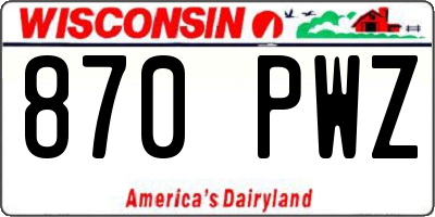 WI license plate 870PWZ