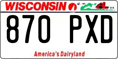 WI license plate 870PXD