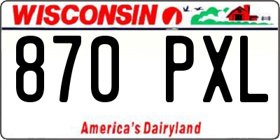 WI license plate 870PXL