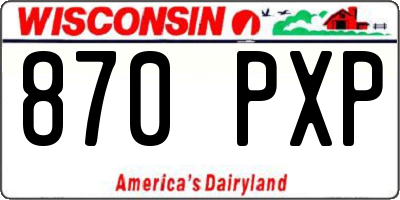 WI license plate 870PXP