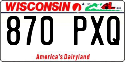 WI license plate 870PXQ
