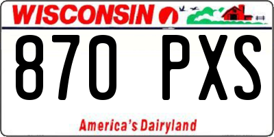 WI license plate 870PXS