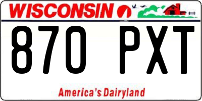 WI license plate 870PXT
