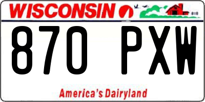 WI license plate 870PXW
