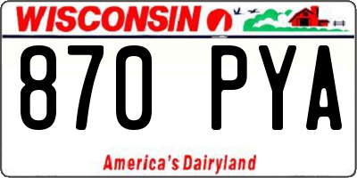 WI license plate 870PYA