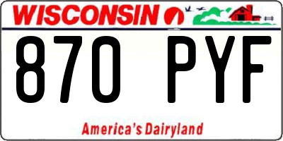 WI license plate 870PYF