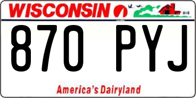 WI license plate 870PYJ