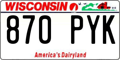WI license plate 870PYK