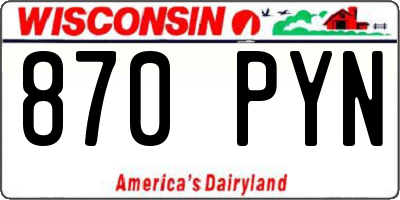 WI license plate 870PYN