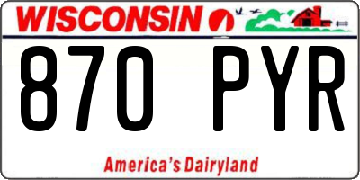 WI license plate 870PYR