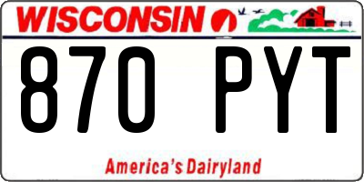 WI license plate 870PYT