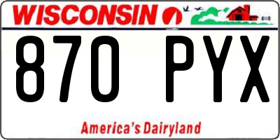 WI license plate 870PYX