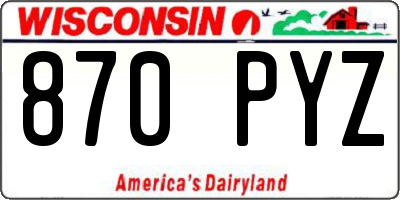 WI license plate 870PYZ